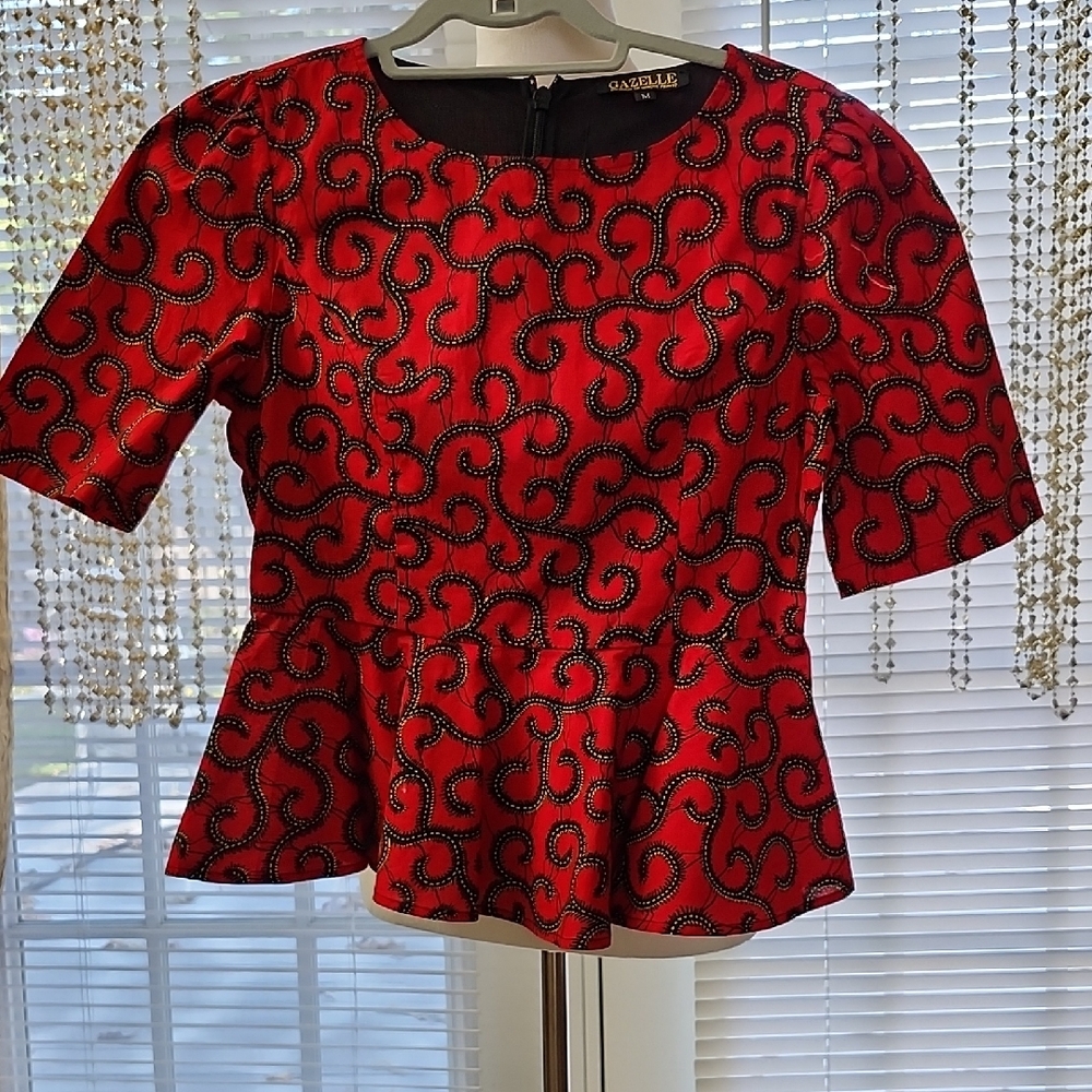 Elegant Red Swirl Women's Blouse